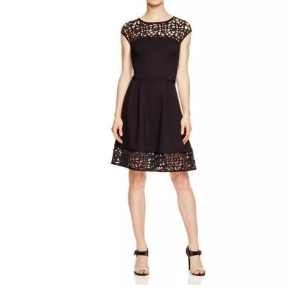 Ralph Lauren sz 16 black ponte fit n flare dress cutout detail new with tags